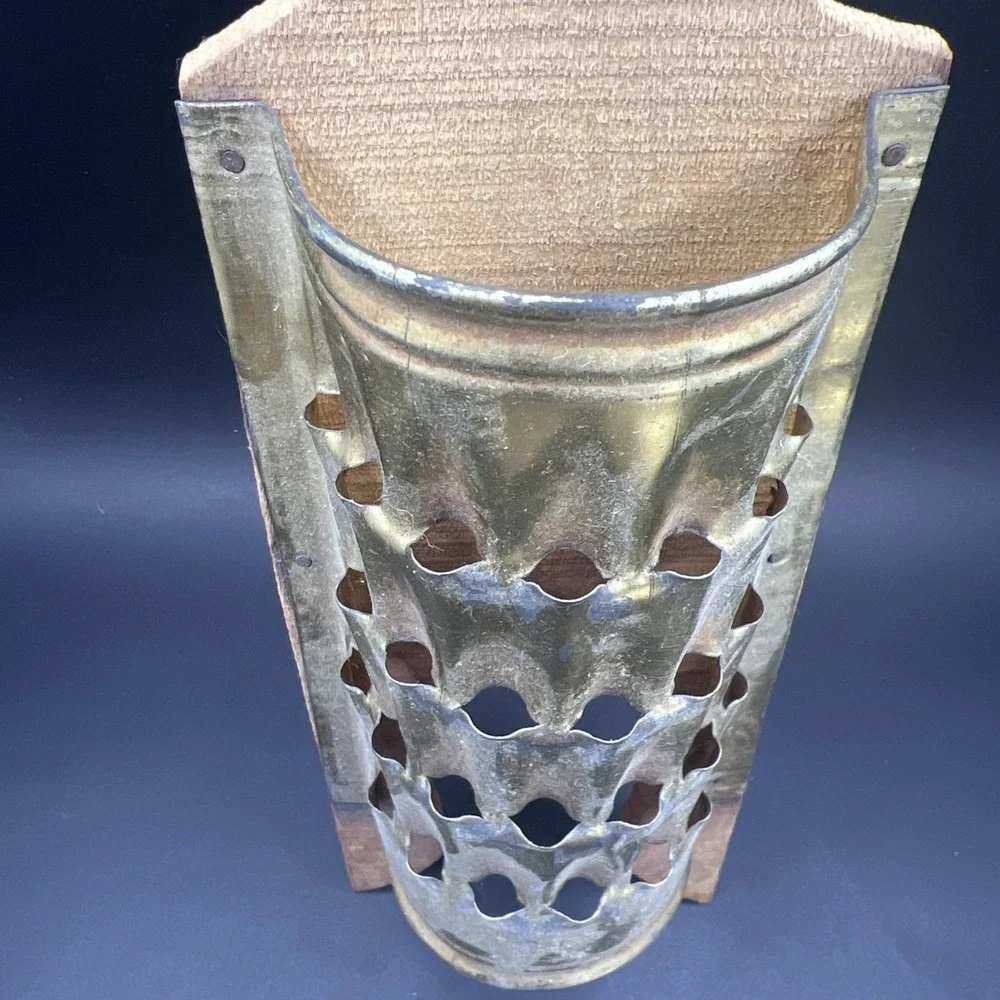 Vintage Greek Cheese Grater Primitive Hand Punched Wooden Kitchen Decor